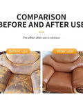 Comparison of before and after using Seamless Leather Scratch Repair Balm For Restoring Faded Cracks And Scuffs Glossy Finish