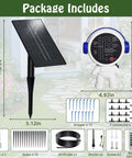 Package contents of Solar Powered Drip Irrigation System For Indoor And Outdoor Gardens Auto Watering For 15 Potted Plants