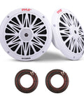 6.5 Inch Dual Marine Speakers Built For Outdoor Bumpin Sound, Waterproof And Weather Resistant, white, 1 Pair with wires