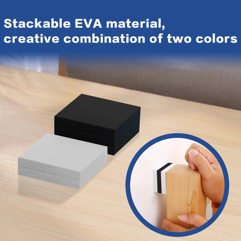 Zero Thump Guarantee This 24 Pcs Eva Foam Headboard Stoppers Kit Packs Heavy Duty Wall Shielding For Bed Frames And Couches Thick Anti Vibration Furniture Pads Keep Things Smooth As Butter In Black White, showing stackable black and white EVA pads.