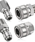 Stainless steel NPT 3/8 in quick-connect pressure washer adapters, male and female, 2-set kit