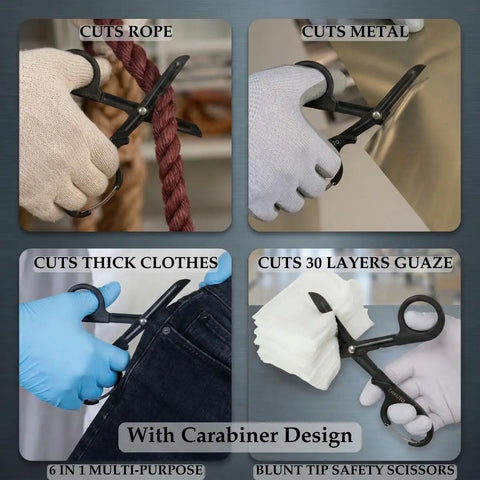 Two Pack 8 Inch Trauma Shears With Carabiner Clip For EMS Crews, Nurses, And First Responders, Heavy Duty EMT Medical Scissors For Ambulance Or Hospital Use, Durable Medical Shears You Can Carry On The Go, cuts rope and gauze