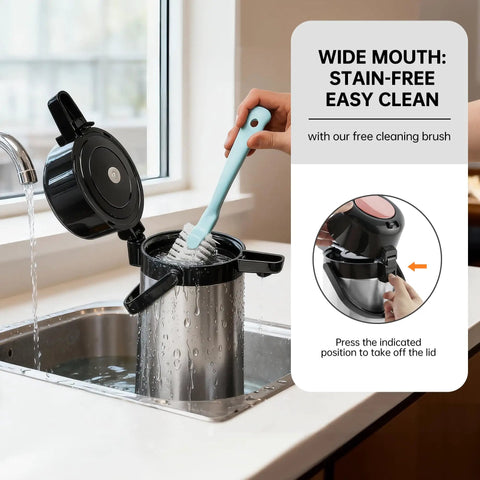 Cleaning Airpot Coffee Carafe With Pump, 102oz 3L Insulated Stainless Steel Beverage Dispenser in sink