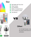 LED Candelabra Light Bulbs Set Of 6 With Color Changing RGB And 5700K Cool White Small Base B11 comparison with remote