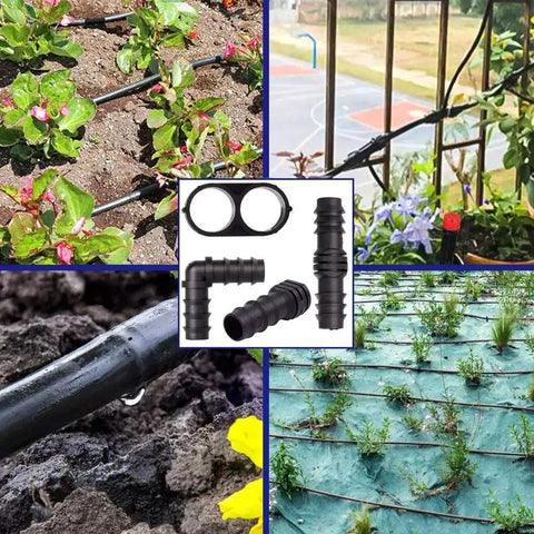 100Pcs Drip Irrigation Connectors Fittings Kit For One Half Inch Tubing including gardens with installed connectors