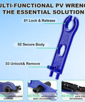 Blue spanner wrench from Must Have All In One Solar Crimping Kit with 30 Pairs MC4 Connectors for 14 to 10 AWG Wiring