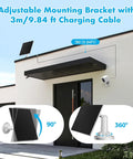Outdoor Solar Panel Charger For Security Cameras, 5W Solar Panel Kit With Micro USB And USB C Adapters, IP65 Waterproof, 360 Degree Mount