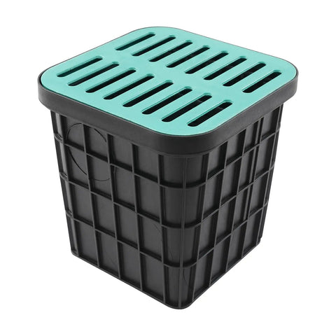 Heavy Duty Square Catch Basin With Grate For Yard Drainage 15.7 x 15.7 In Debris Basket Outdoor Lawn Patio Driveway