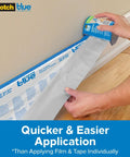 DIY Ready Pre Plastic Painters Tape With Bladed Dispenser being applied to baseboard for clean edges, 24 inch by 30 yard