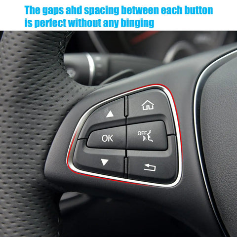 Close-up of Mercedes-Benz Steering Wheel Button Cover Replacement for C Class W205 2016-2018 showing button layout and trim