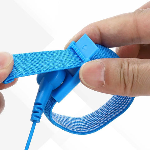 Hands adjusting 10 Pack Anti Static Wrist Straps Blue 7.9 Inch Perimeter With Alligator Clip ESD Safe Wristbands Adjustable 1.8M For Sensitive Electronics And PCB Work Pro Grade.