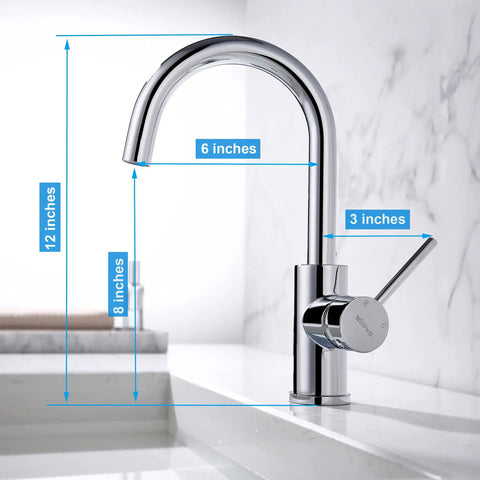 Compact Chrome Bar Faucet With Single Hole Design, One Handle Control For Hot And Cold Water, installed on sink