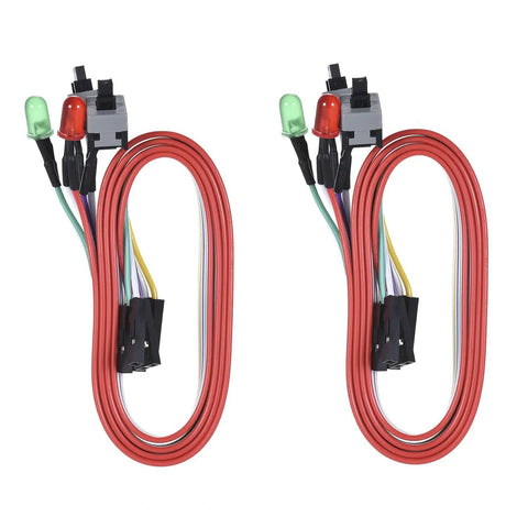 Two Pack 2 Pin PC Power Switch Cable With 27 Inch Front Bezel Push Button No Fuss On Off Reset For ATX Desktop Case LED Indicators Red And Green Includes HDD LED Signals