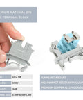 Close-up of 32A 690V screw terminal block from All-In-One Terminal Blocks Kit for DIY and Pro-Grade Projects showing details.