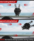 Windshield Removal Tool Kit With Dual Cutting Locking Function for Cars showing center and diagonal cutting methods.