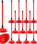 Tough As Nails Toilet Plungers 12 Pack Bulk 19 Inch Long Handle Suction Cup Plunger in bold red for stubborn clogs