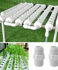 Eight Pack One Half Inch PVC Pipe Connectors M To M NPT Thread Coupling Adapters For DIY Home Or Industrial Plumbing Use Corrosion Resistant White PVC Fittings in hydroponic setup