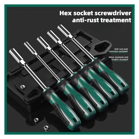 Premium Hex Socket Wrench Set Rocking Heavy Duty Steel Core For Zero Hassle Home Fixes And Quick Shop Repairs With Smooth Twelve Millimeter Bit displayed with anti-rust treatment.