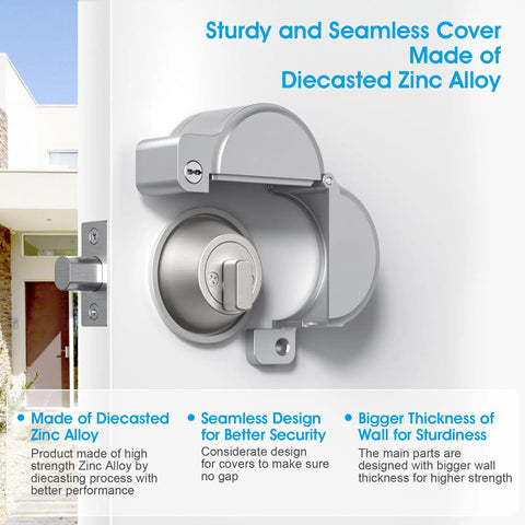 Round Deadbolt Lockout Device No Drill Install Protect Keyhole Toddler Proof Deadbolt Cover Matte Silver Finish Installed