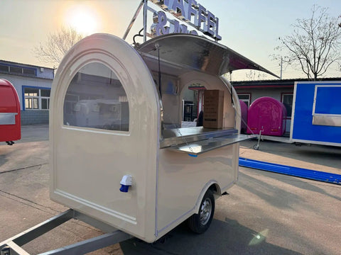 Kickstart Your Mobile Eatery Hustle With This Custom Food Vending Trailer And Commercial Catering Cart showing the exterior view with an arched design.