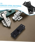 Heavy Duty 360 Degree Rotation Stainless Steel Pivot Hinge For Hidden Doors Concealed Door Hinge For Kitchen Cabinets And Bookcases With Invisible Design And Sturdy Construction By Zerodeko in black finish, showing various angles and installations.