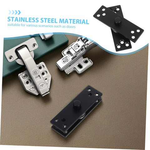 Heavy Duty 360 Degree Rotation Stainless Steel Pivot Hinge For Hidden Doors Concealed Door Hinge For Kitchen Cabinets And Bookcases With Invisible Design And Sturdy Construction By Zerodeko in black finish, showing various angles and installations.