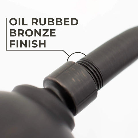 Close-up of oil rubbed bronze finish on 16 Inch Shower Head Extension Arm With High Arc Curve And Hook Design In Oil Rubbed Bronze.