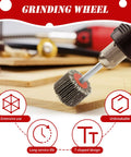 60 Piece Sandpaper Flap Wheel Kit With 80 Grit Flap Wheels And Quarter Inch Shank For Drill Use shown in workshop setting.