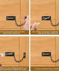 Steps to install Heavy Duty Metal Door Chain Locks Kit With Six Screws For Inside And Front Doors Sturdy Door Guard With Lock.