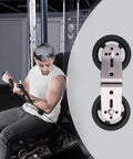 Man using cable machine with Ultra Quiet Dual Swivel Pulleys For Home Gym Cable Machines 360 Rotation Double Pulleys With Silent Bearings Grooved Wheels For Smooth Glide Pull Down Attachment For Weight Lifting And Resistance Training