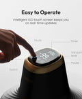 Resiners resin bubble remover airless pro, black body with gold rim and LED touch screen display.