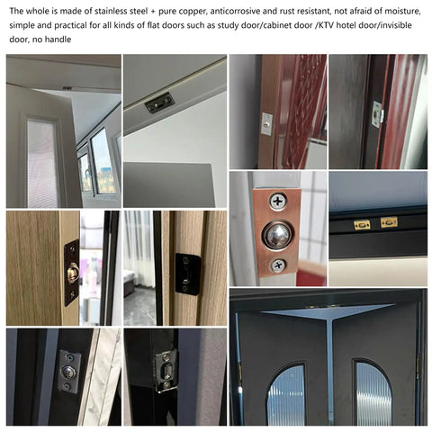 Adjustable Brass Door Catch Ball Catch For Interior Doors Hidden Invisible Mount Custom Fit to Seam installation on door panel