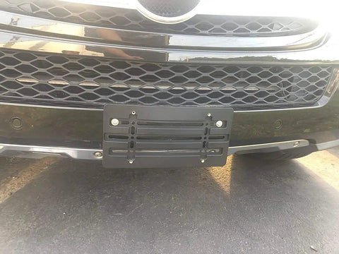 Mercedes-Benz Front Bumper License Plate Holder Kit Bolt-On Relocator Mount For All Models With Flat Bumpers installed