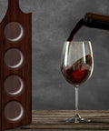 Nail The Perfect Pour Every Time With This Thick Clear Acrylic Wine Flight Paddle Template Router Drafting Stencil Reusable Precision Layout Tool For Bartenders And Craft Fans with red wine pouring into a glass.