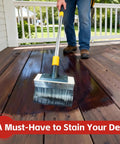 Applying stain on deck with 7 Inch Deck Stain Brush For Outdoor Wood Projects With Wide Coverage Pro Grade Ferrule