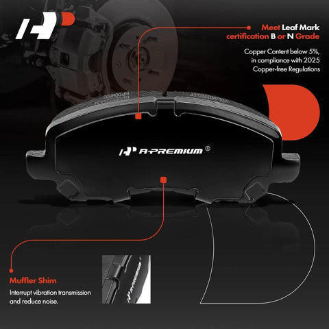 Rear Solid Disc Brake Rotors And Ceramic Pads Kit For Nissan Altima Juke Maxima Sentra with close-up of ceramic pad details
