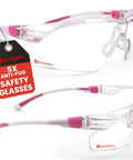 Pink Clear Safety Glasses For Women With Anti Fog And Scratch Resistant Lenses ANSI Z87 Shield for sports and work
