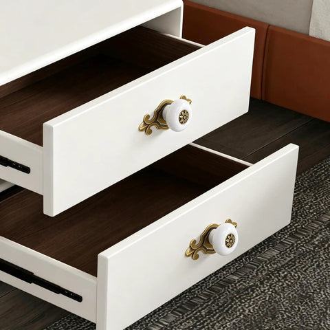 Hella Sturdy Retro Ceramic Cabinet Knobs With Backplate Four Pack Vintage Drawer Pulls Zinc Alloy Kitchen Cupboard Furniture Hardware Quick Swap White Finish For Your Spot on white drawers, featuring a golden floral design.