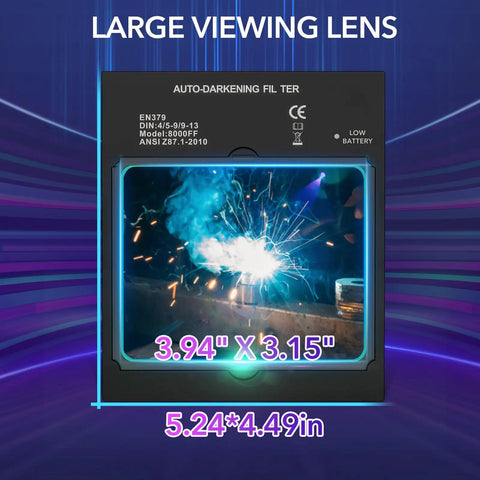 Auto Darkening Welding Helmet With True Color Large Viewing Screen Solar Powered Welder Mask With 4 Arc Sensors shown