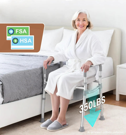 Sturdy Bedside Commode With Hella Comfy Foam Cushion And Adjustable Backrest Extra Wide Non Slip Armrests Aluminum Build For Stress Free Home Bathroom Visits
