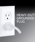 Power plug from Four Outlet Power Strip With 1.5 Foot Extension Cord Twist To Lock Safety Covers Built In Circuit Breaker UL Listed White