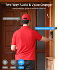 Person using Wireless Doorbell Cam With Base Station, 5MP Super HD Door Cam, 165 Degree Wide View for two-way talk.