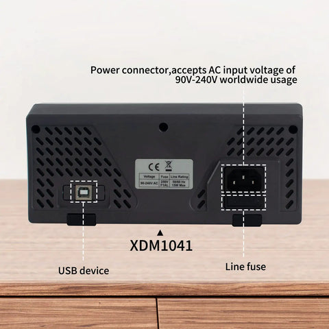 Back view of Portable Digital Multimeter With Three Point Five Inch TFT LCD Backlit Screen 55000 Counts True RMS Dual Line Display showing connectors and vents