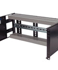 Heavy Duty 4U Rackmount Din Rail Panel With Adjustable Depth 14 Gauge Steel, showing sturdy design for standard 19 inch server racks.