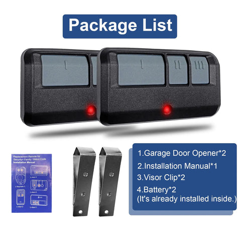 Two Pack Universal Garage Door Opener Remote Compatible With Most Major Brands Replaces 893LM 893Max 971LM No Wait
