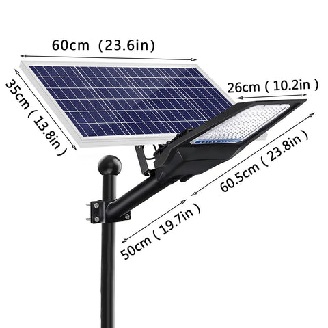 Beast Mode Bright 1000W LED Solar Street Light With Remote Control Dusk To Dawn Outdoor Flood Light IP65 Waterproof dimensions diagram