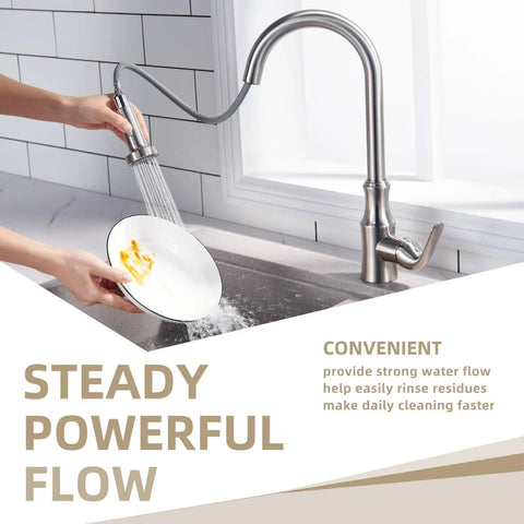 Kitchen Sink Sprayer Replacement Head With 13/16 Inch Male Thread, Stream And Spray Modes, Brushed Nickel Finish, No Fuss Install For Pull Down Faucets, NSF Certified