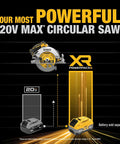 Badass Cordless Circular Saw Featuring Brushless Motor And 7-1/4 Inch Blade Pushing 5500 Rpm for powerful cuts.