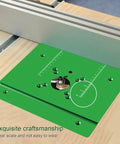 Dead Nuts Accurate Router Table Lift System With Slick Insert Plate For Woodworking Engraving Slotting And Trimming Rigs No Sweat Aluminum Base Pro Rig Setup, green insert plate with scale.