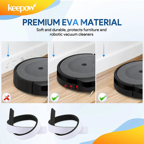 Replacement Soft Bumper Guard For IRobot Roomba 600 700 800 Series And Neato Robot Vacuums Top Shelf Impact Shield installed on a robot vacuum.